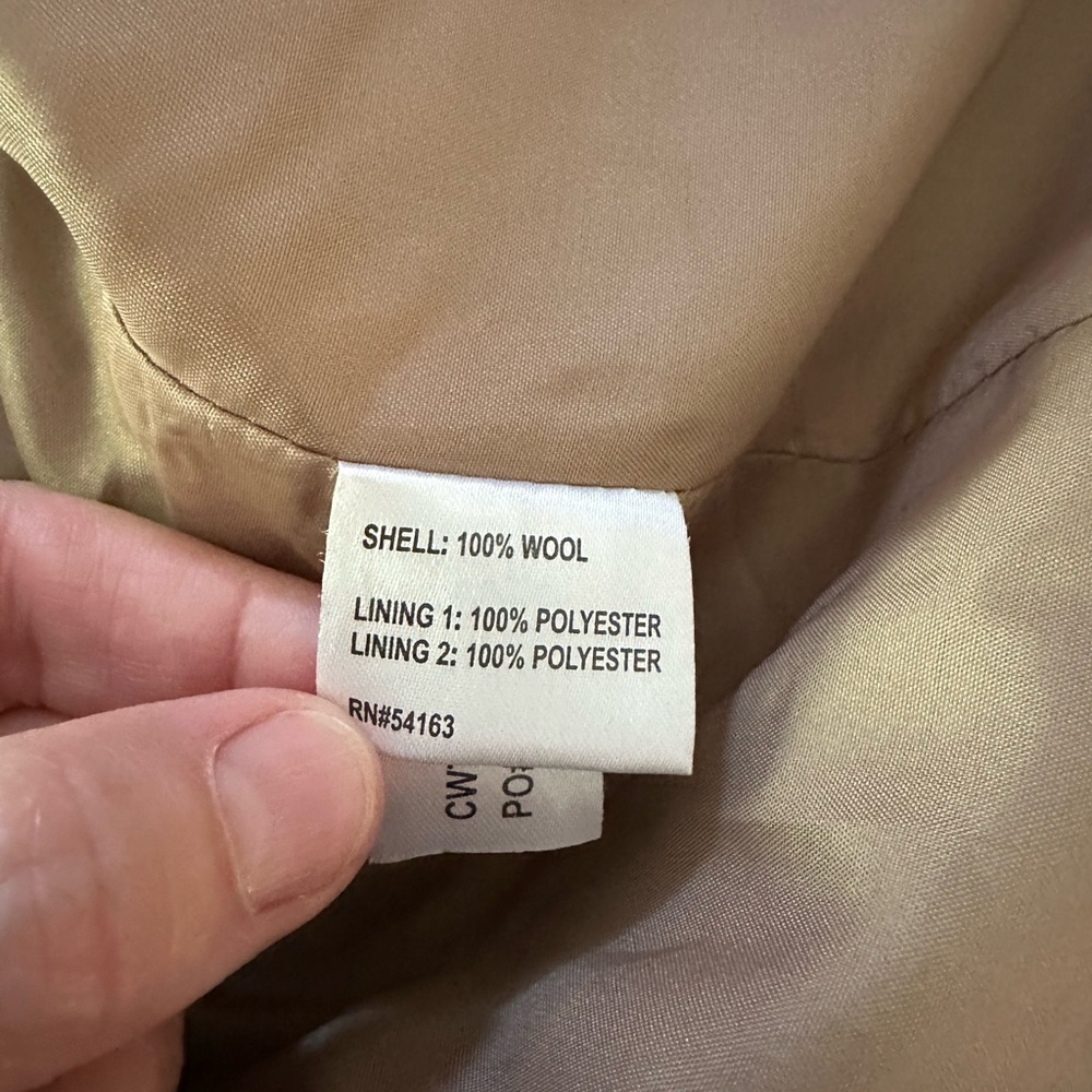 Calvin Klein Tan Wool Pea Coat with Classic Design size 8 - Picture 6 of 7